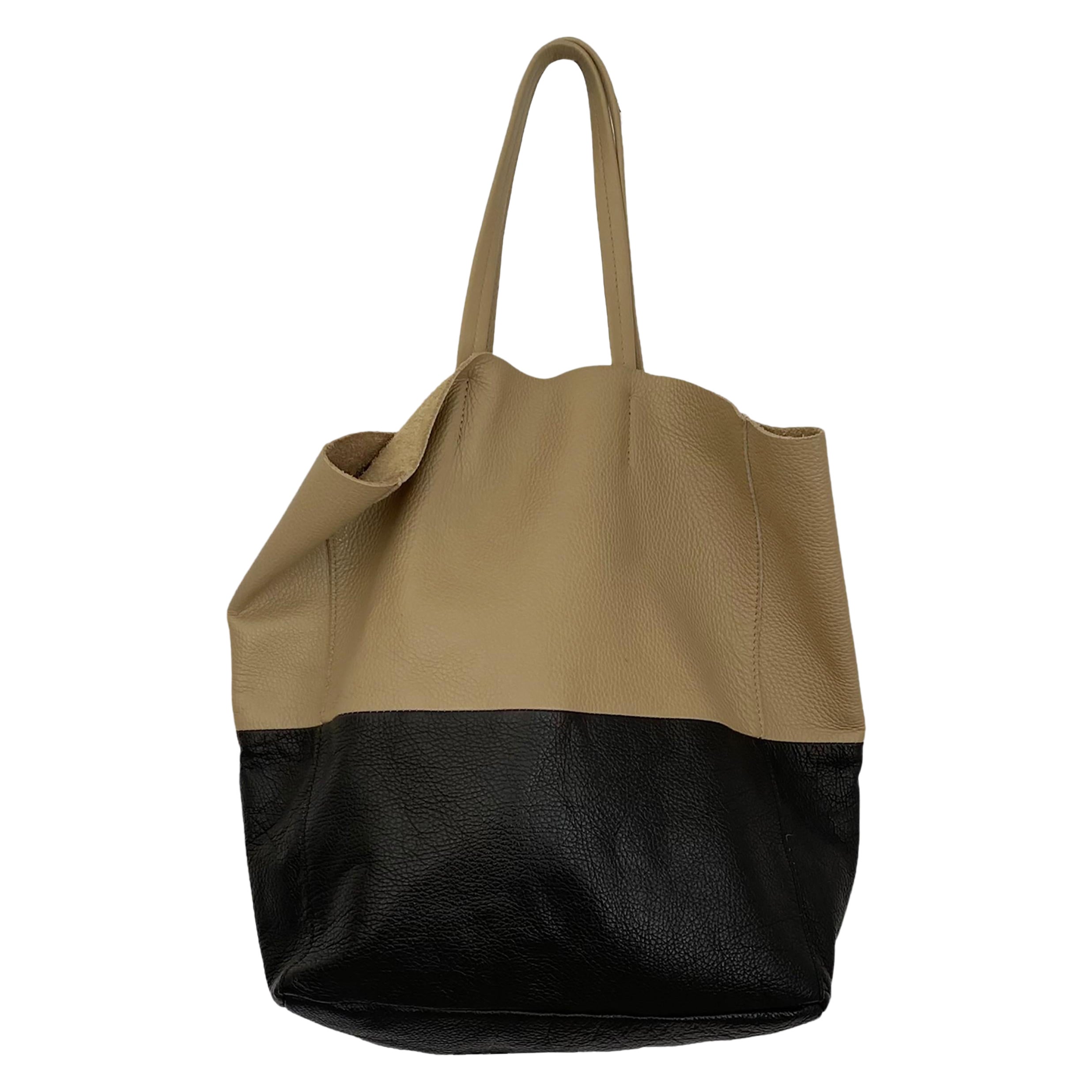 Made in Italy 'Borse in Pelle' Huge Soft Italian Leather Shopper Tote For  Sale at 1stDibs