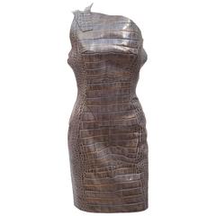 Versace Crocodile print leather dress