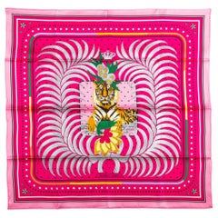 New in Box Hermes Imperial Tiger Fuchsia Silk Scarf