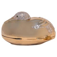Vintage Judith Leiber Gold Swarovski Crystal Sitting Duck Minaudiere