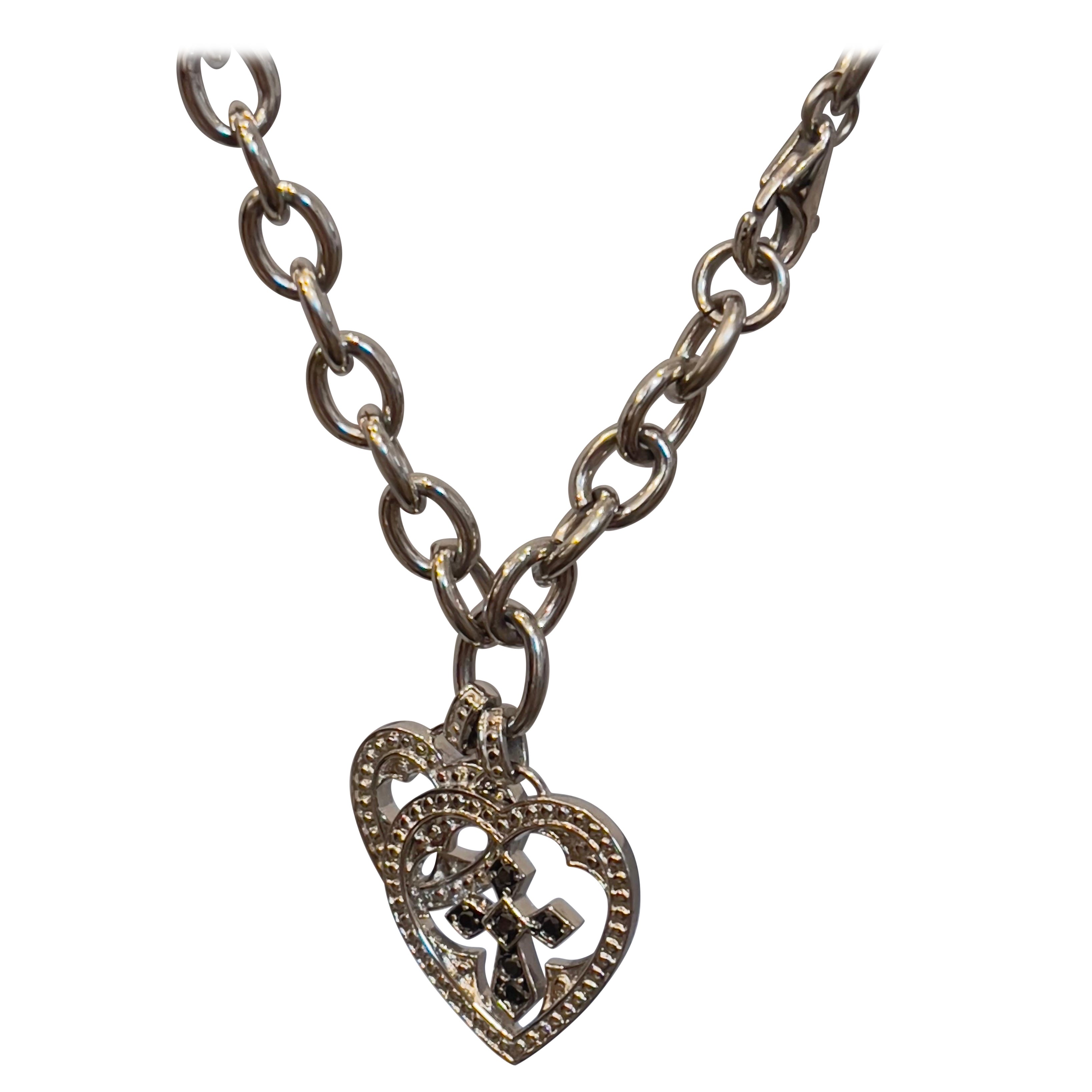 7" Bracelet Timeless Elegance Stainless Steel Diamond  Accent 2 Heart bracelet 