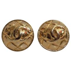 1970s Chanel Gold Tone Clip Earrings