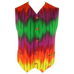 VERSUS by GIANNI VERSACE Size 40 Abstract Print Rainbow Stripe Cotton Vest