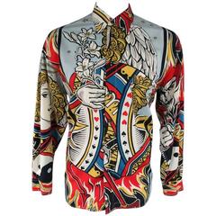 MOSCHINO JEANS Size XL David & Angel Playing Card Print Long Sleeve Shirt