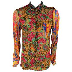 DOLCE 
GABBANA Men
s Size Large Paisley Floral Dress Shirt