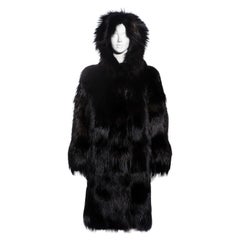 Gucci by Tom Ford black fox fur oversized hooded coat, fw 1998