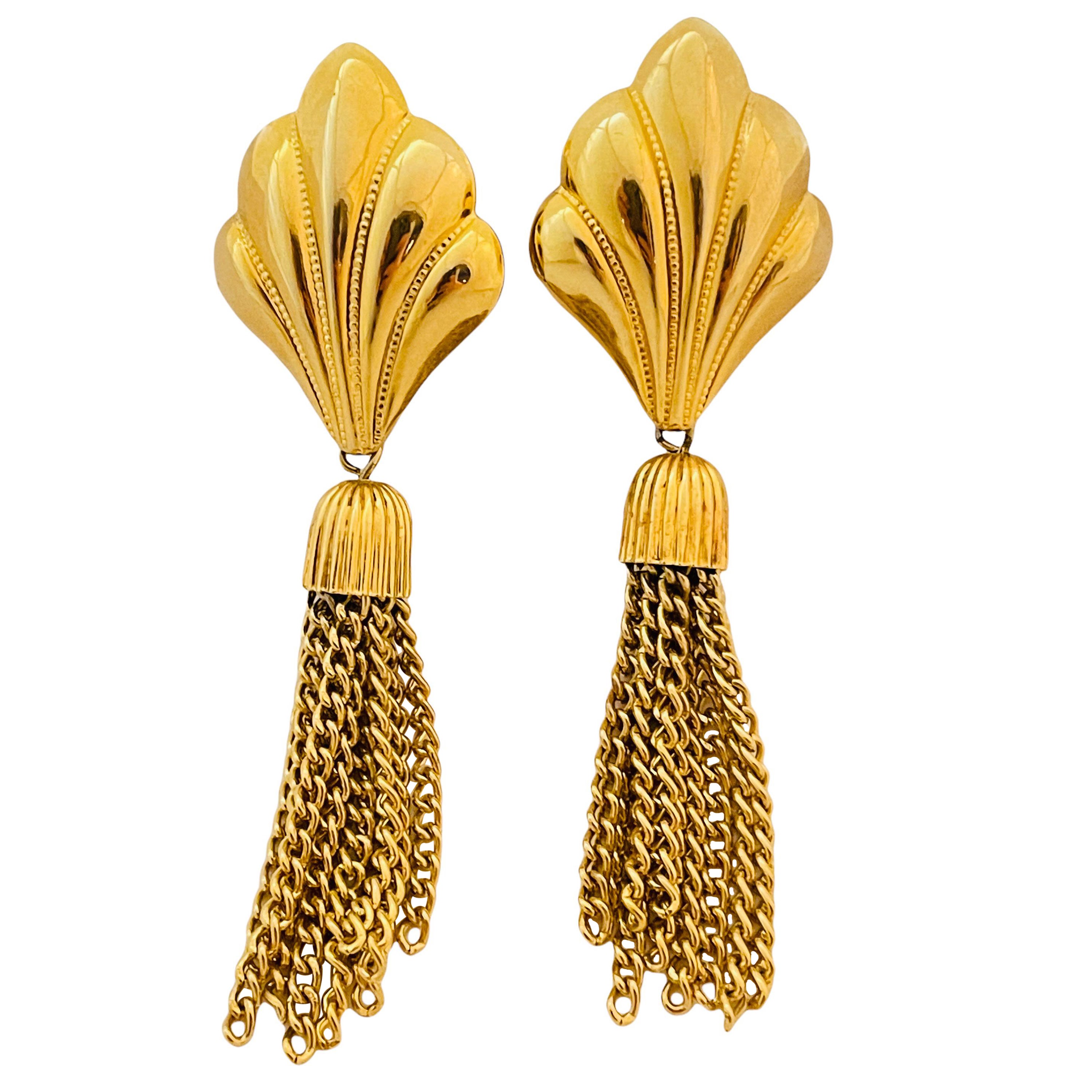 Orecchini vintage d'oro con catena multipla di design