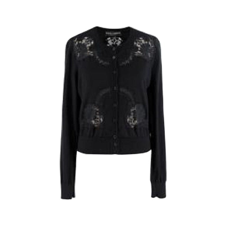 DOLCE and GABBANA black wool PYTHON TRIM Wrap Cardigan Sweater 40 S For ...