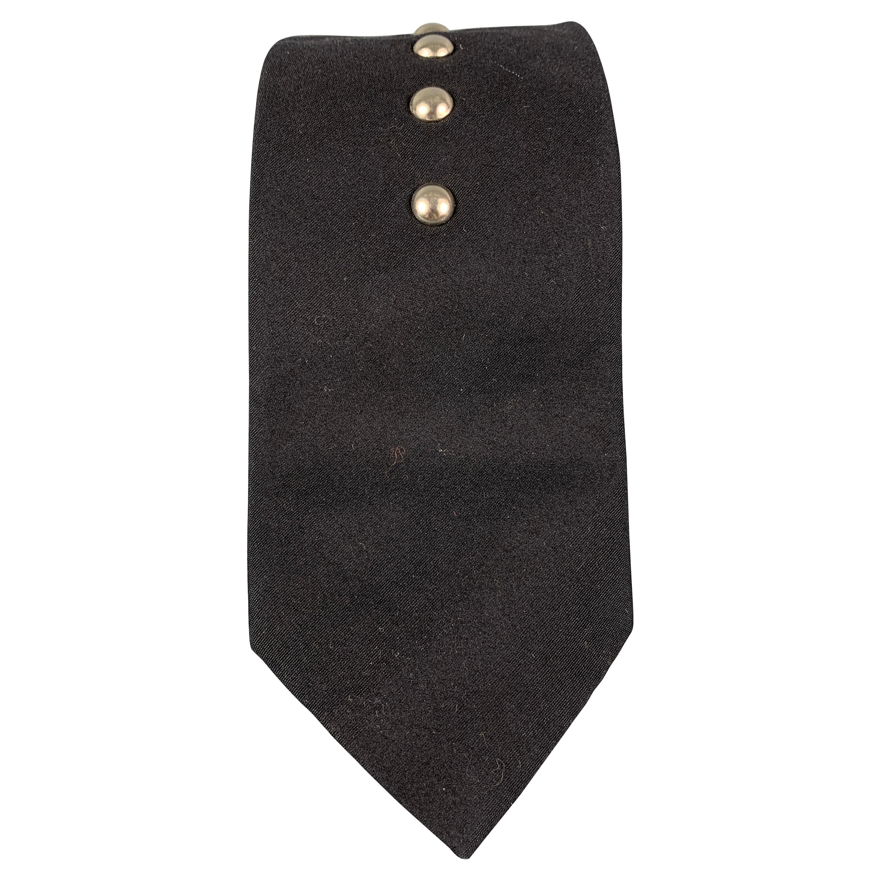 COMME des GARCONS HOMME PLUS Black Silver Studded Skinny Neck Tie at 1stDibs