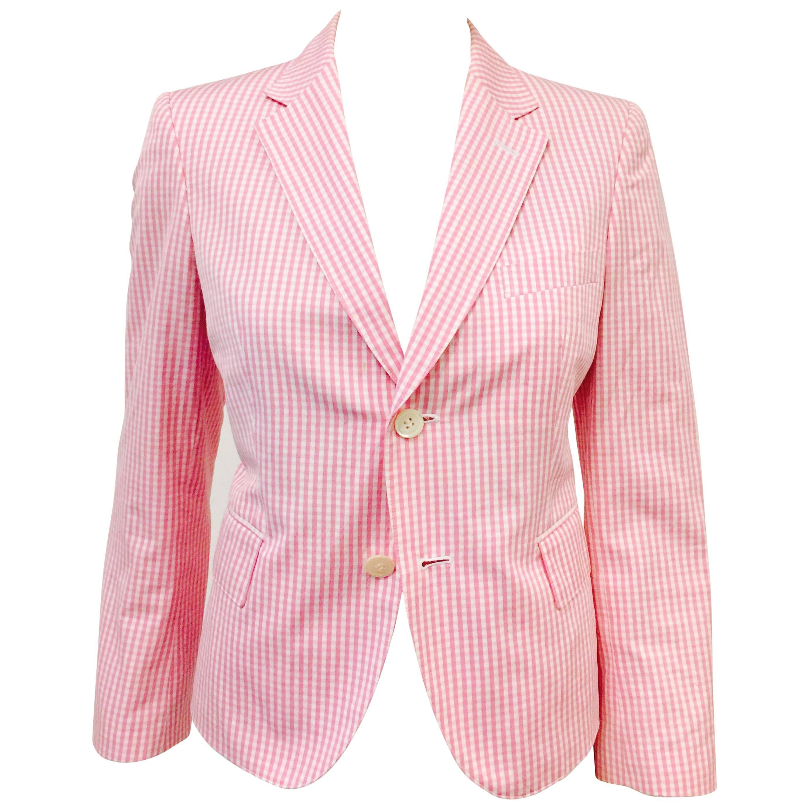 Comme des Garcons by Junya Watanabe Pink and White Gingham Blazer