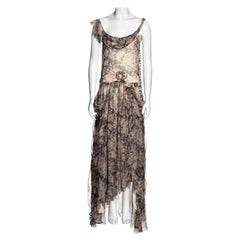 Vintage John Galliano floral print silk chiffon drop-waist floor-length dress, fw 2008