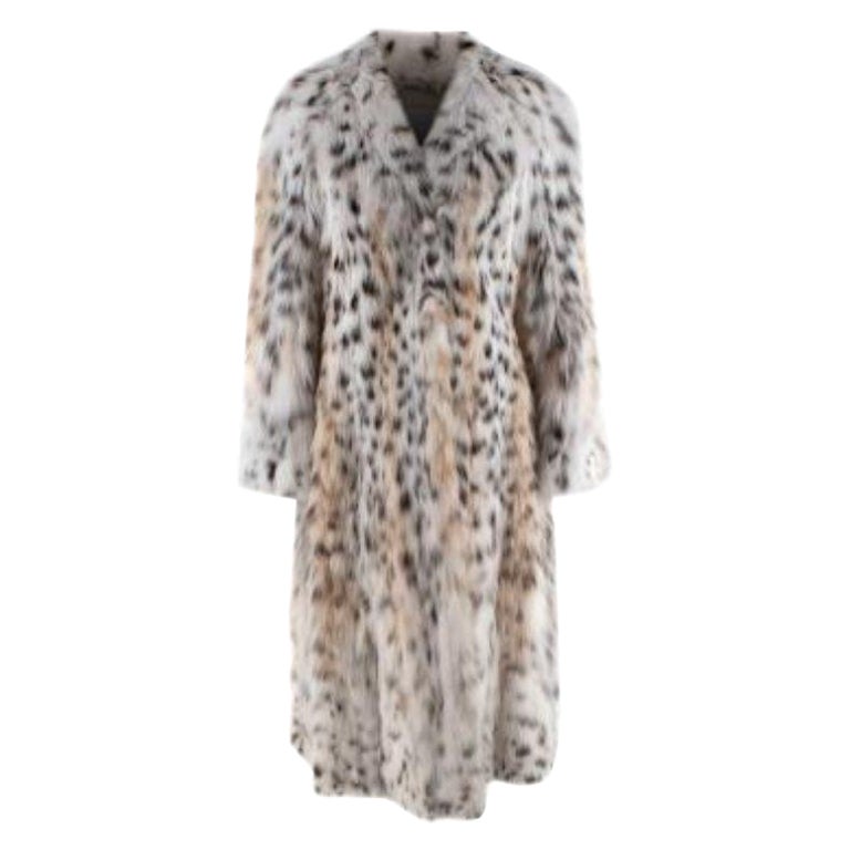 Manteau long Valentino Lynx en fourrure avec revers en pointe - Taille XS  En vente sur 1stDibs