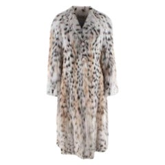 Cappotto lungo con risvolto a punta in pelliccia di Valentino Lynx - Taglia XS