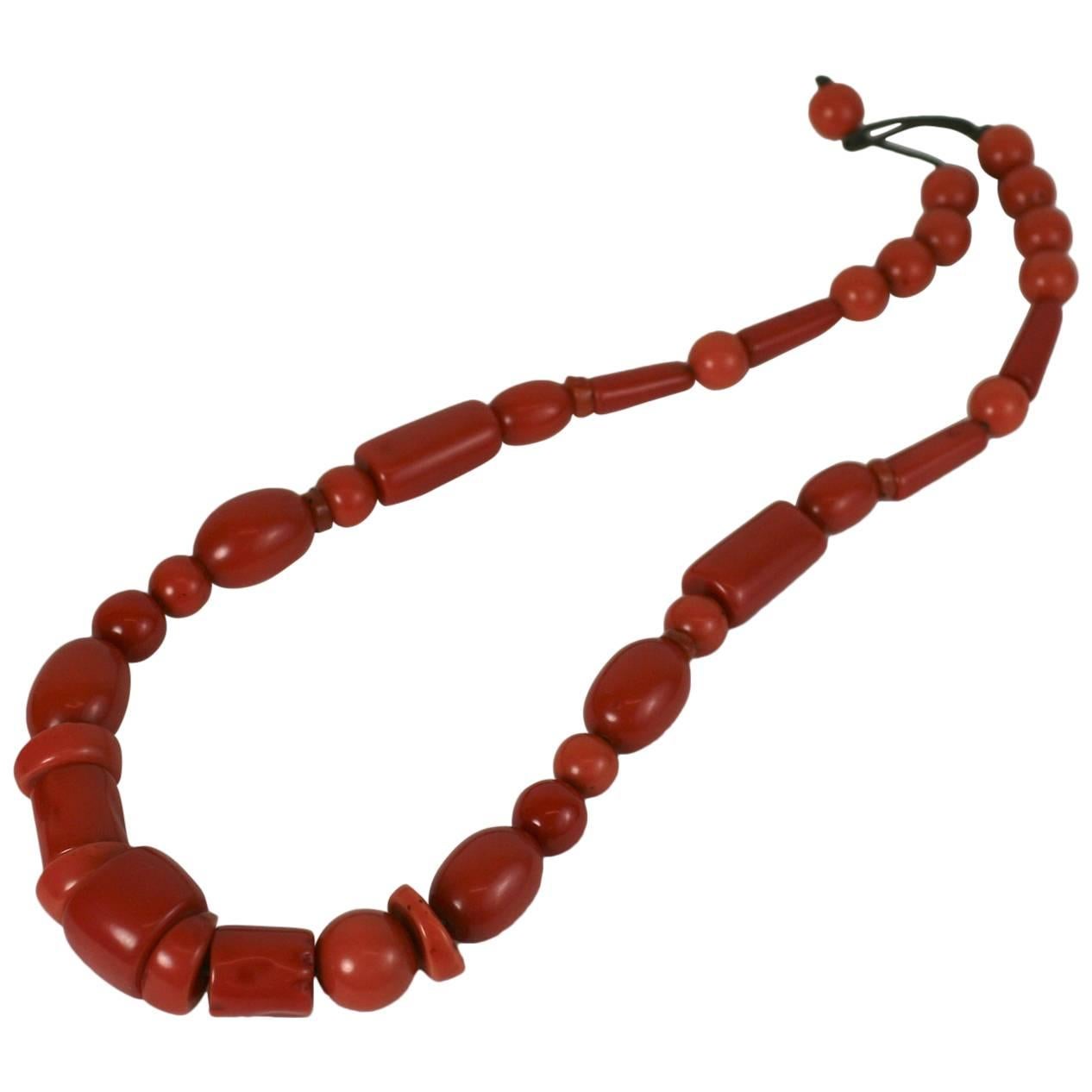 Monies Style Chunky Faux Coral Necklace For Sale