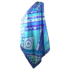 Emilio Pucci Aqua and Purple Signature Scarf 4
