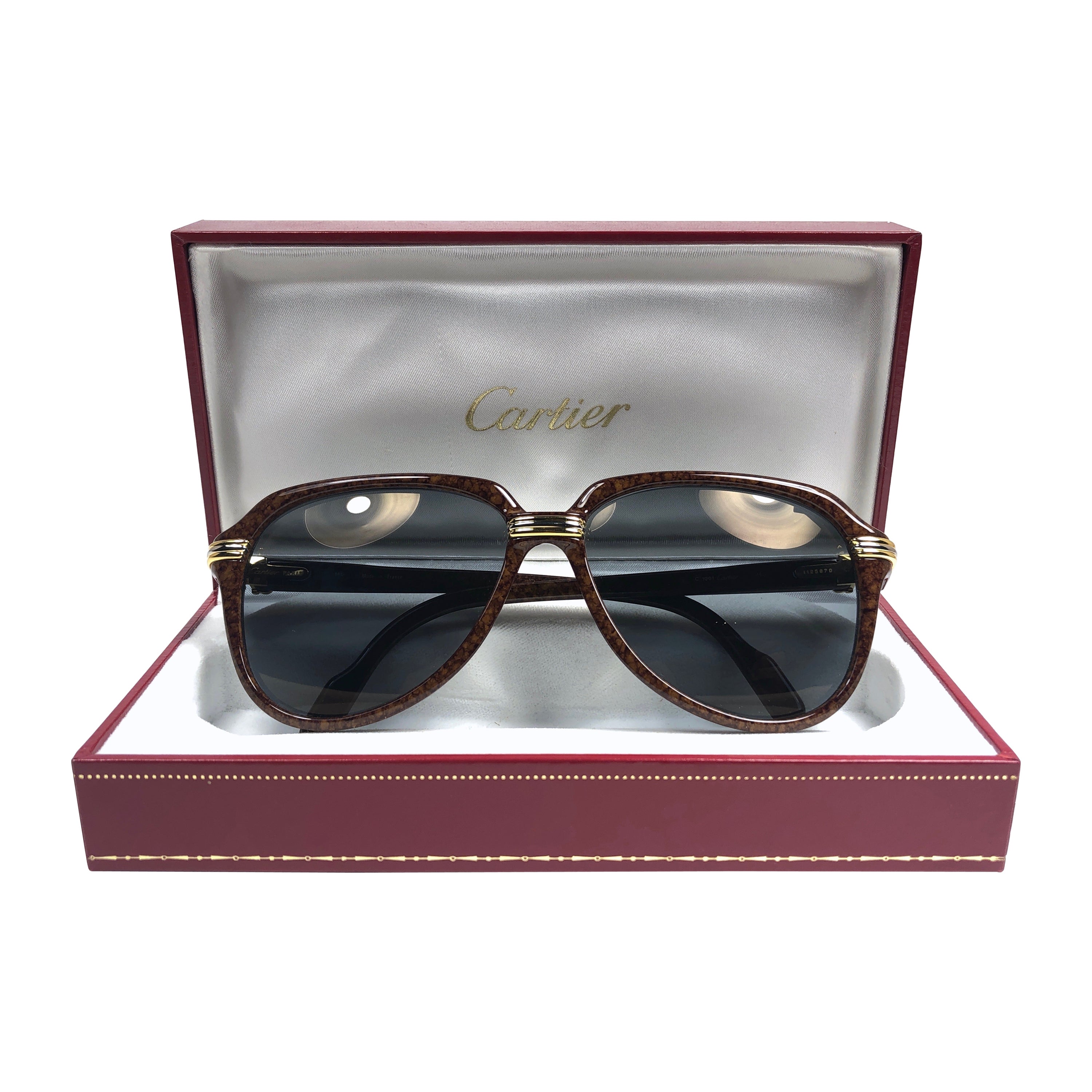 Vintage Cartier Vitesse Brown Jaspe 58MM 18K Gold Plated Sunglasses France  For Sale at 1stDibs | vintage cartier glasses