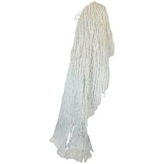 c1988 Hand Knotted Fringe Dior Silk Organza Scarf