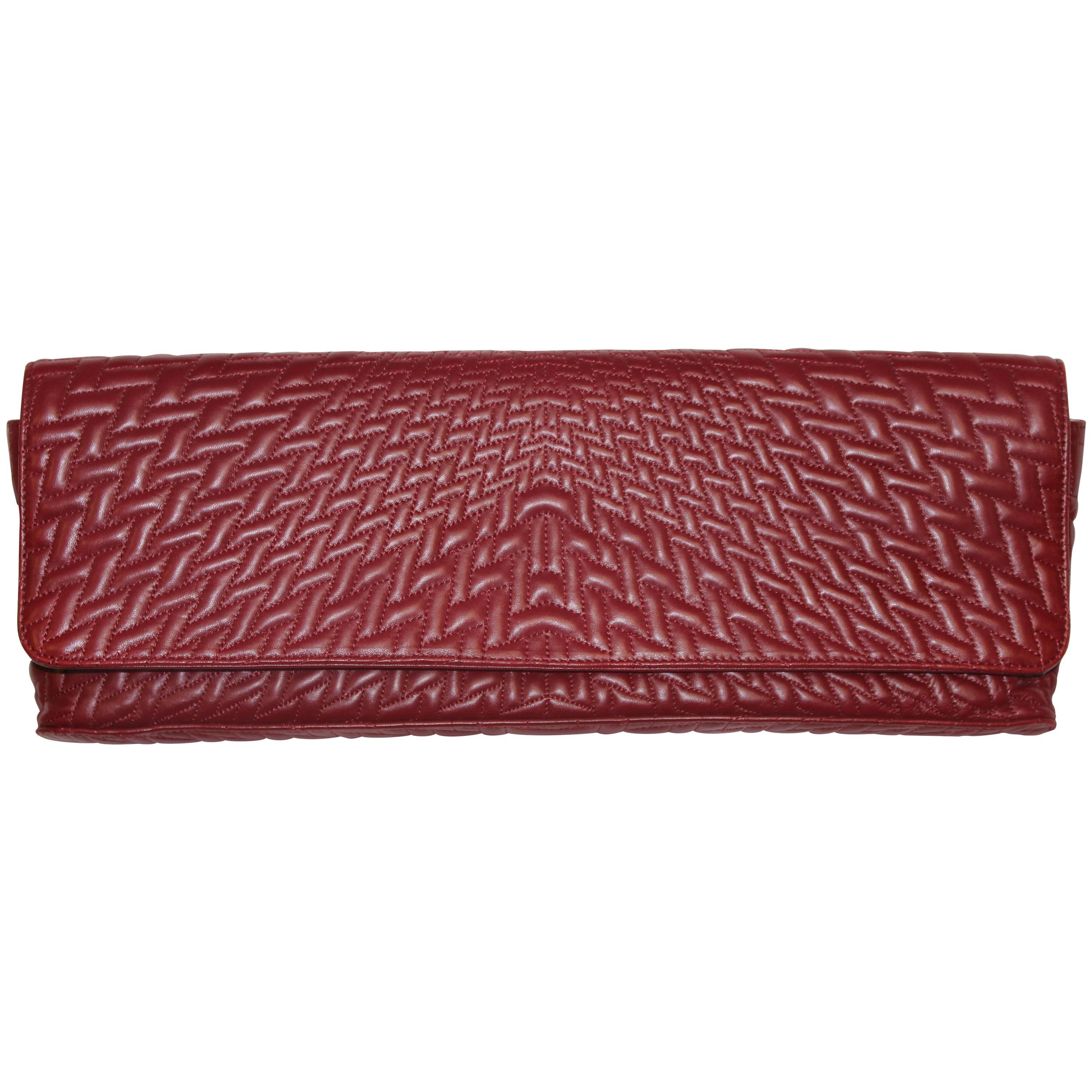 Giorgio Armani Burgundy Napa Leather Purse/Clutch