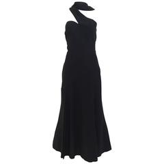 90s Thierry Mugler black dress with asymmetrical neckline 12