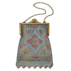 1920's Blue and Pink Enamel Mesh Purse