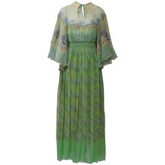 Zandra Rhodes Green Print Gown