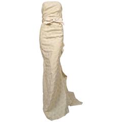 LANVIN collection 'Blanche' cream ruched strapless gown 12