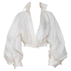 CLAUDE MONTANA VIntage Signature Blouse en soie blanche