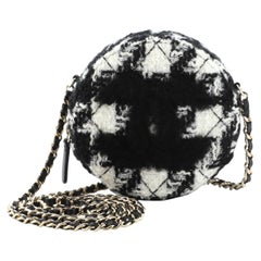 Chanel Round Clutch with Chain and Coin Purse Quilted Tweed with Shearling