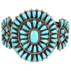 Vintage Zuni Native American Zuni Needle point Turquoise Bracelet Unisex 