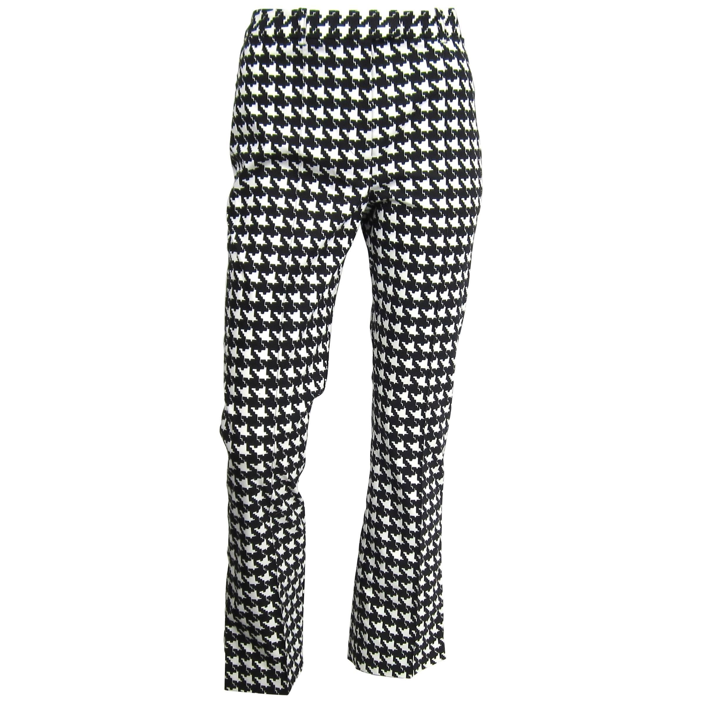 1990s John Galliano Hounds tooth Black & White Crop Pants 