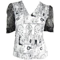 1990s John Galliano Whimsical Print Tee Shirt 1