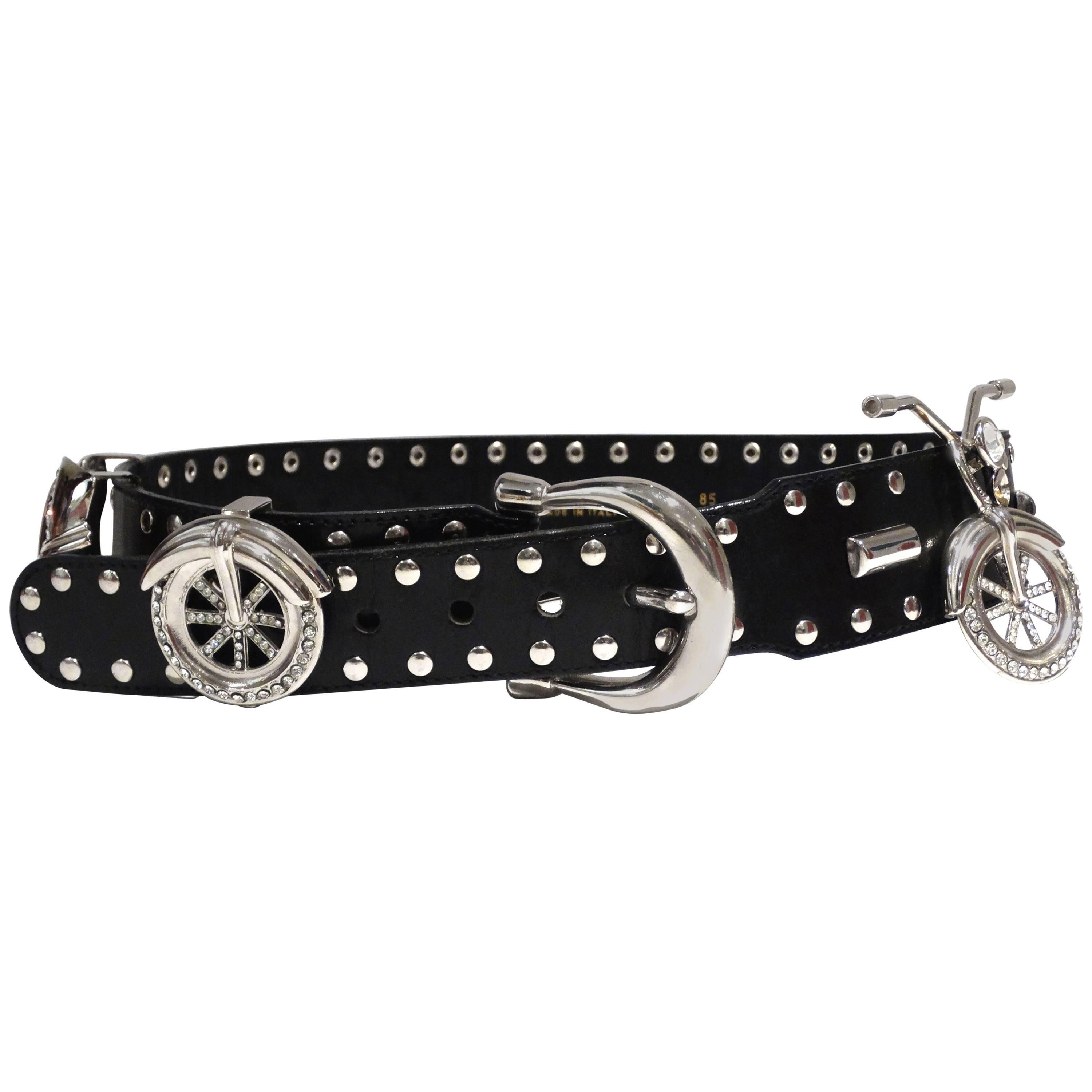 Gianni Versace Runway Motorcycle Studded Belt, 1980s 