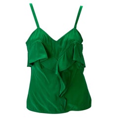 F/W 2003 Yves Saint Laurent by Tom Ford Emerald Green Silk Ruffle Tank Top