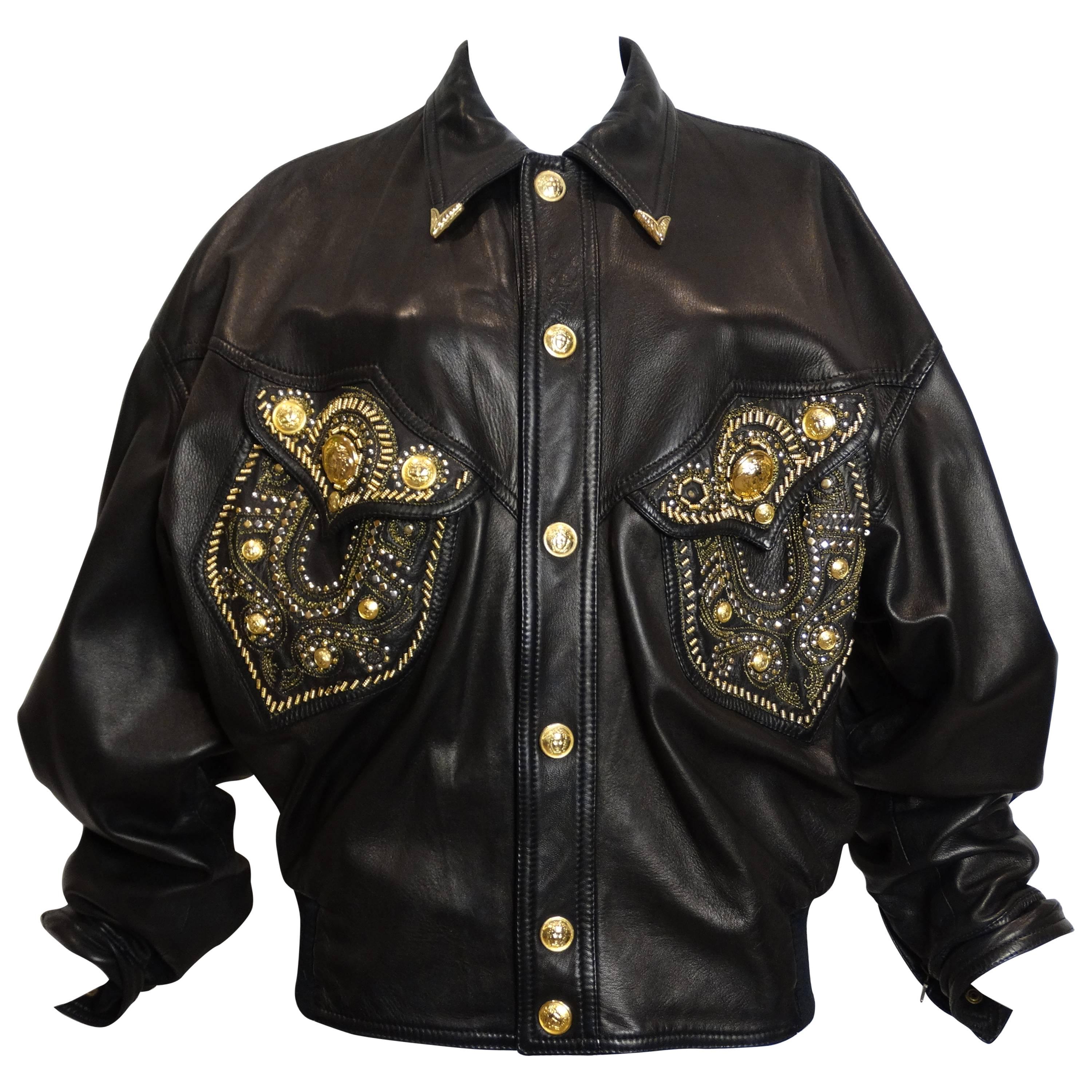1990s Gianni Versace Couture Motorcycle Jacket at 1stDibs | gianni 