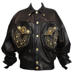 Used 1990s Gianni Versace Couture Motorcycle Jacket 