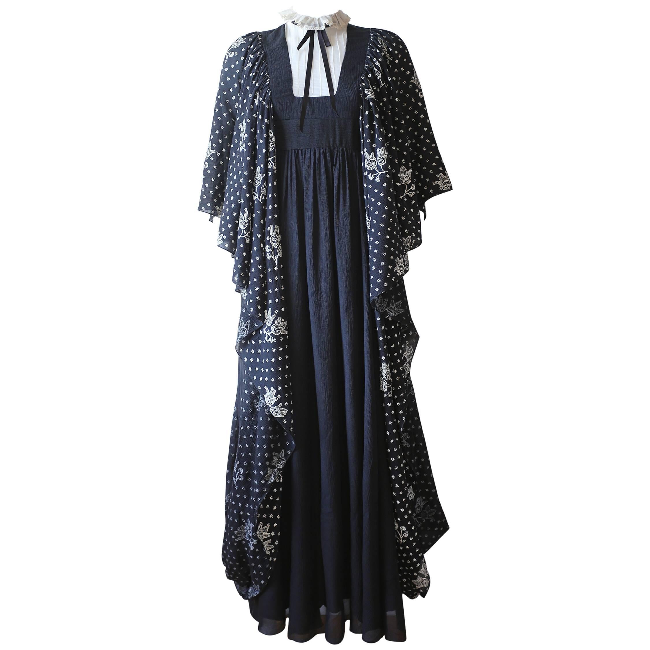 Gina Fratini crêpe-silk evening dress with star print, c. 1970