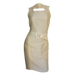 Vintage Thierry Mugler Silk Cut out Dress with Belt