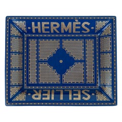 Hermes Sellier Change Tray Blue Roi Gold Limoges Porcelain New w/ Box