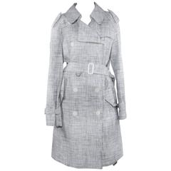 Burberry Black and White Plaid Trench Coat 