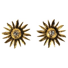 Yves Saint Laurent Hammered Gold Sunburst Earrings