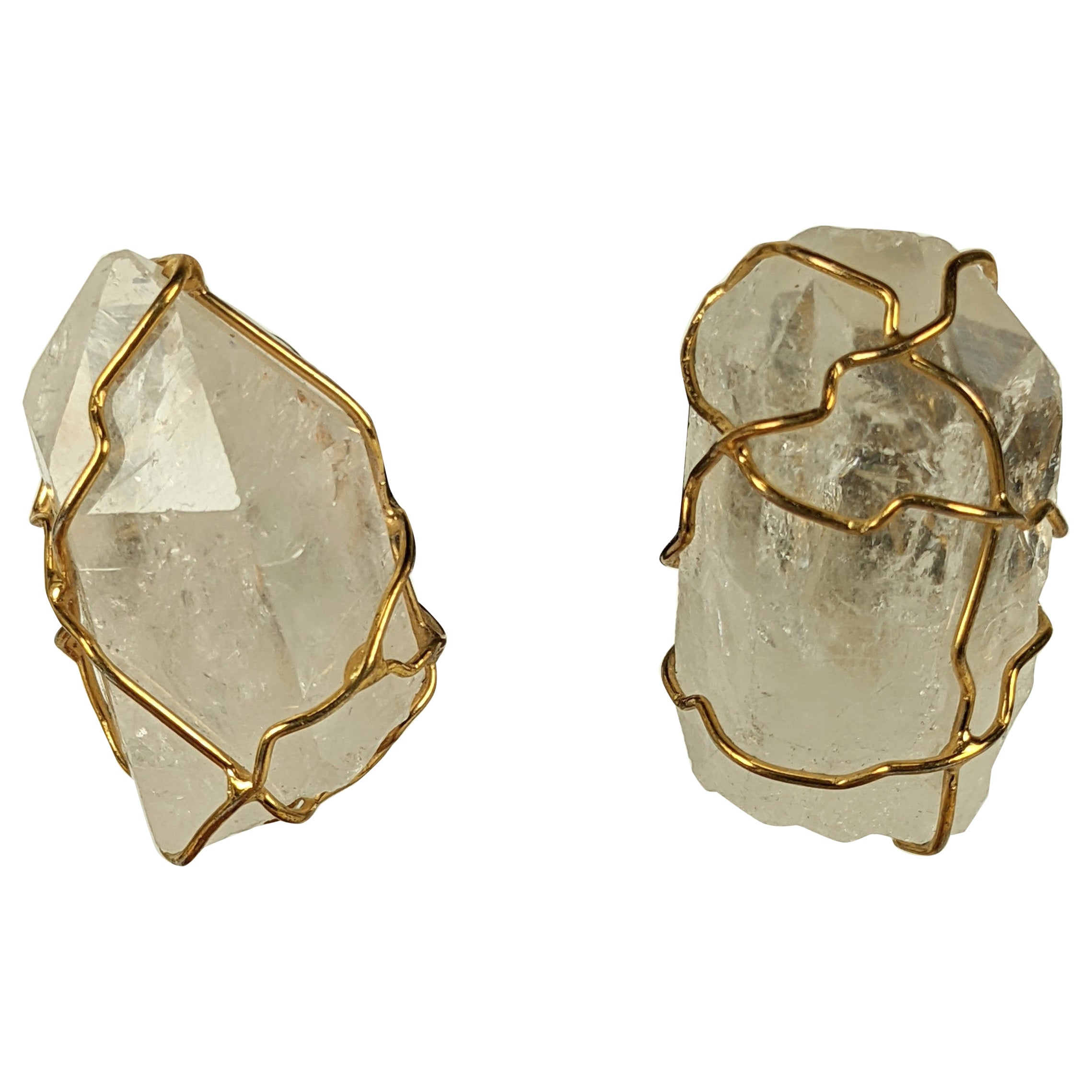 Boucles d'oreilles en cristal de roche Maison Goossens pour Yves Saint Laurent en vente