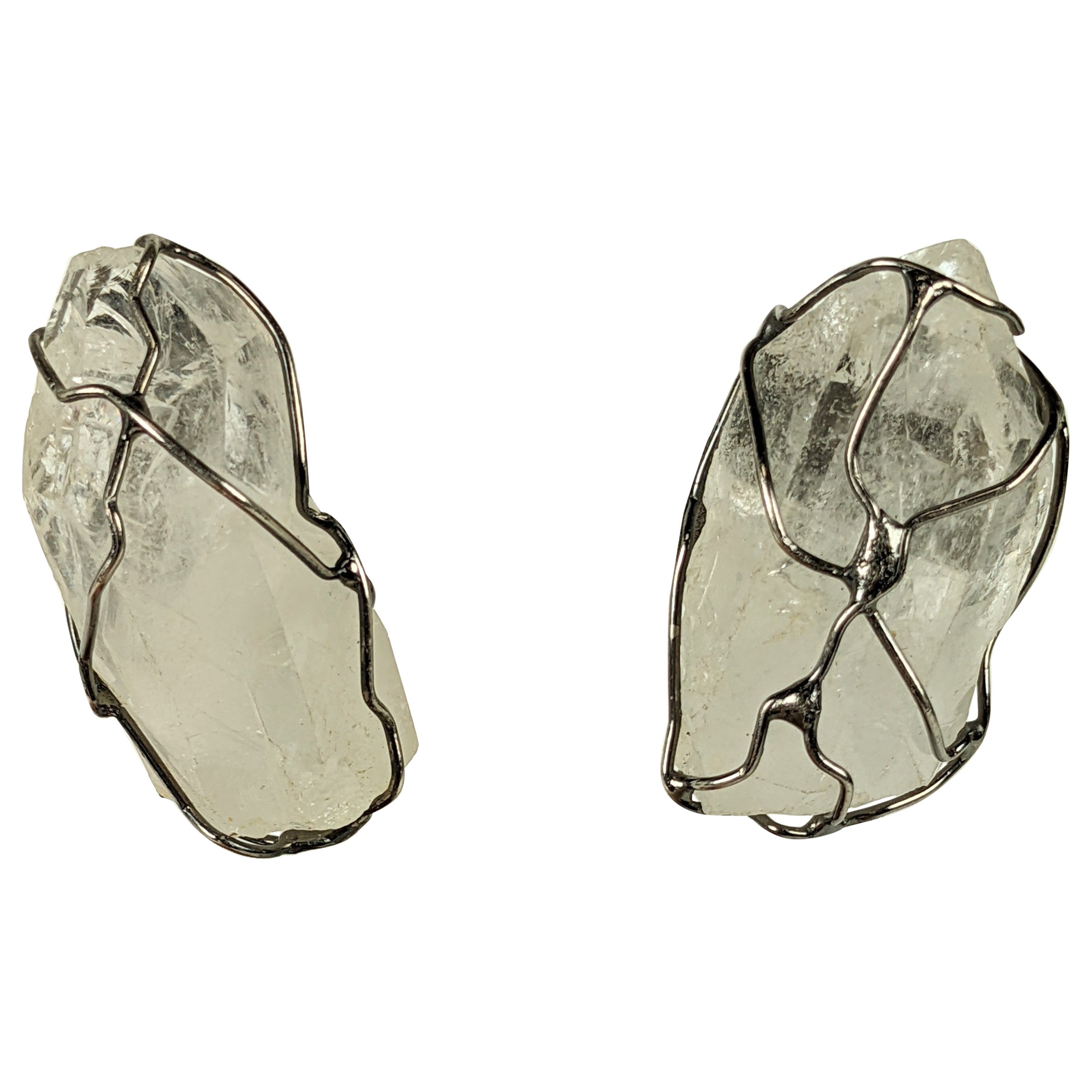 Boucles d'oreilles en cristal de roche Maison Goossens pour Yves Saint Laurent en vente