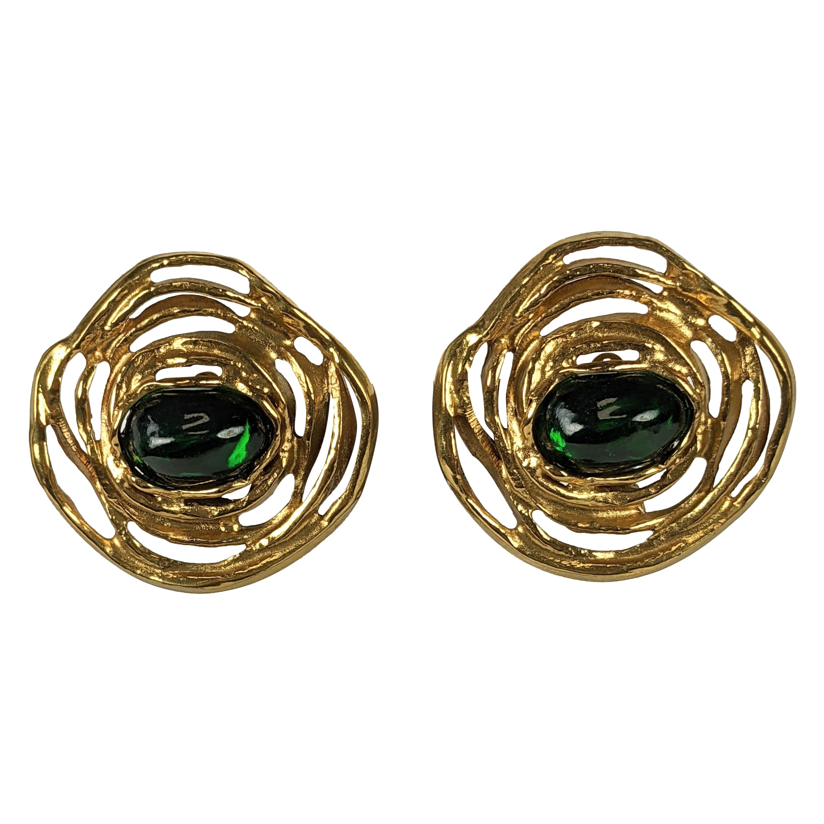 Yves Saint Laurent Gilt Spiral Earrings