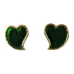 Retro Yves Saint Laurent Enamel Heart Earrings