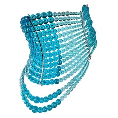 Dior Fall 1998 Blue Transparent Glass Bead Masai Necklace