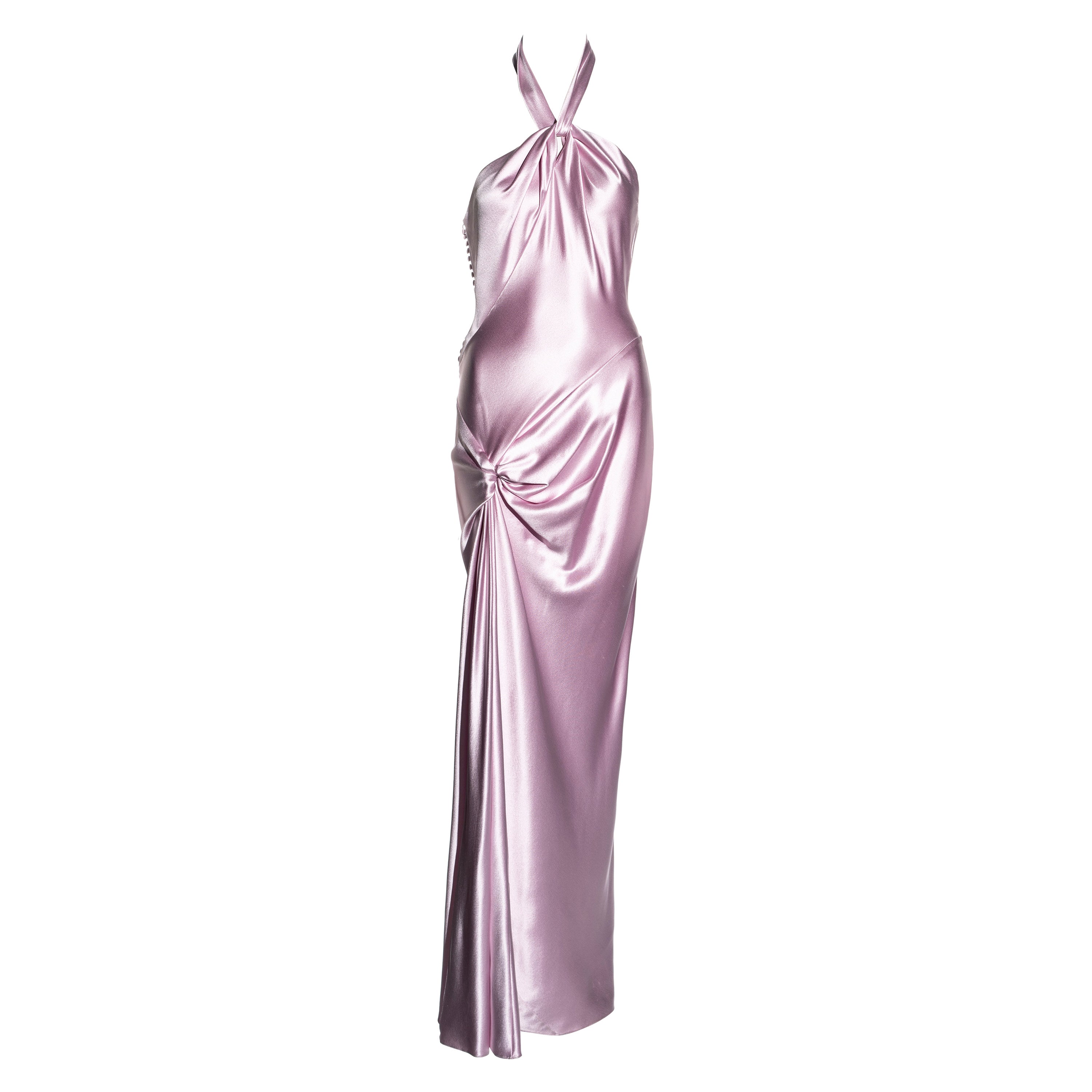 Christian Dior by John Galliano pink bias cut silk evening dress, fw 2003