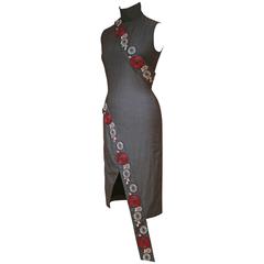 Alexander McQueen oriental style embroidered bondage dress, VOSS SS 2001
