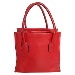Vintage Bonnie Cashin for Coach Tote Bag Dinky Red Leather Handbag 1960s Rare