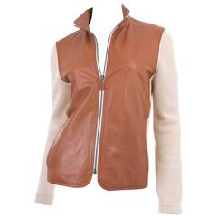 Hermes Vintage Leather and Knit Jacket
