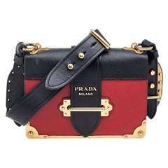 Prada Red/Black Leather Cahier Flap Shoulder Bag